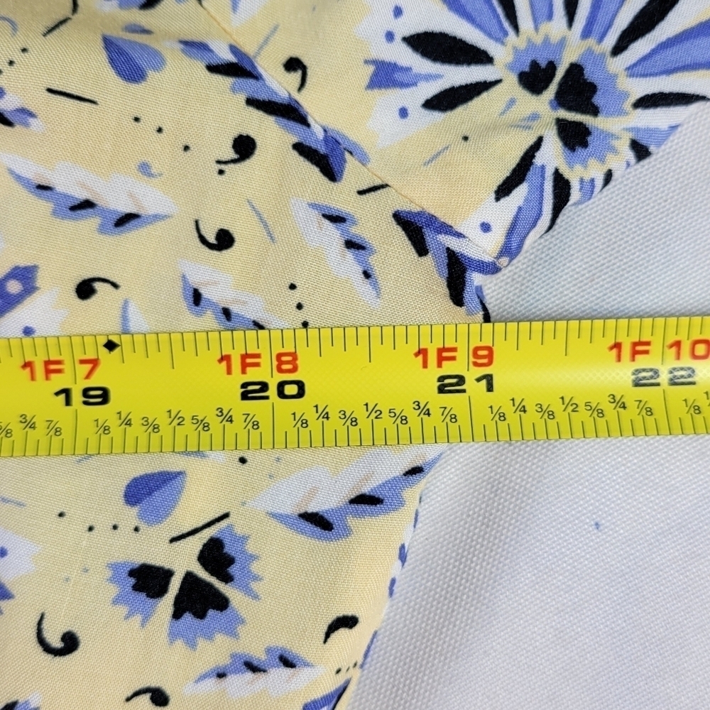 Loft Outlet Shift Dress Size 14 Yellow Blue Floral Button Front Belted Summer - Picture 10 of 12